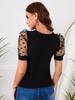 Summer New Women's Mesh Dot Patchwork Solid Color Crew Neck Comfortable Casual Slim Fit Short Sleeve T-Shirt