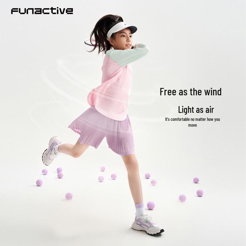 FUN ACTIVE Girl's Cotton-Feel Quick-Dry Color Block Sport Tee