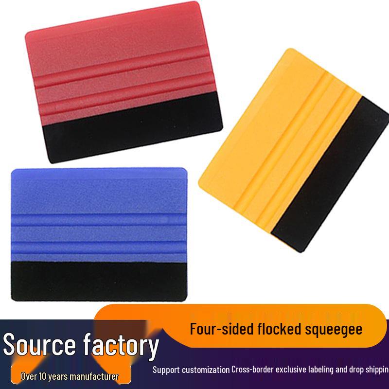 Automotive Square Flocking Plastic Scraper for Car Cover, Film Application, Seam Repair, and Glass Cleaning.