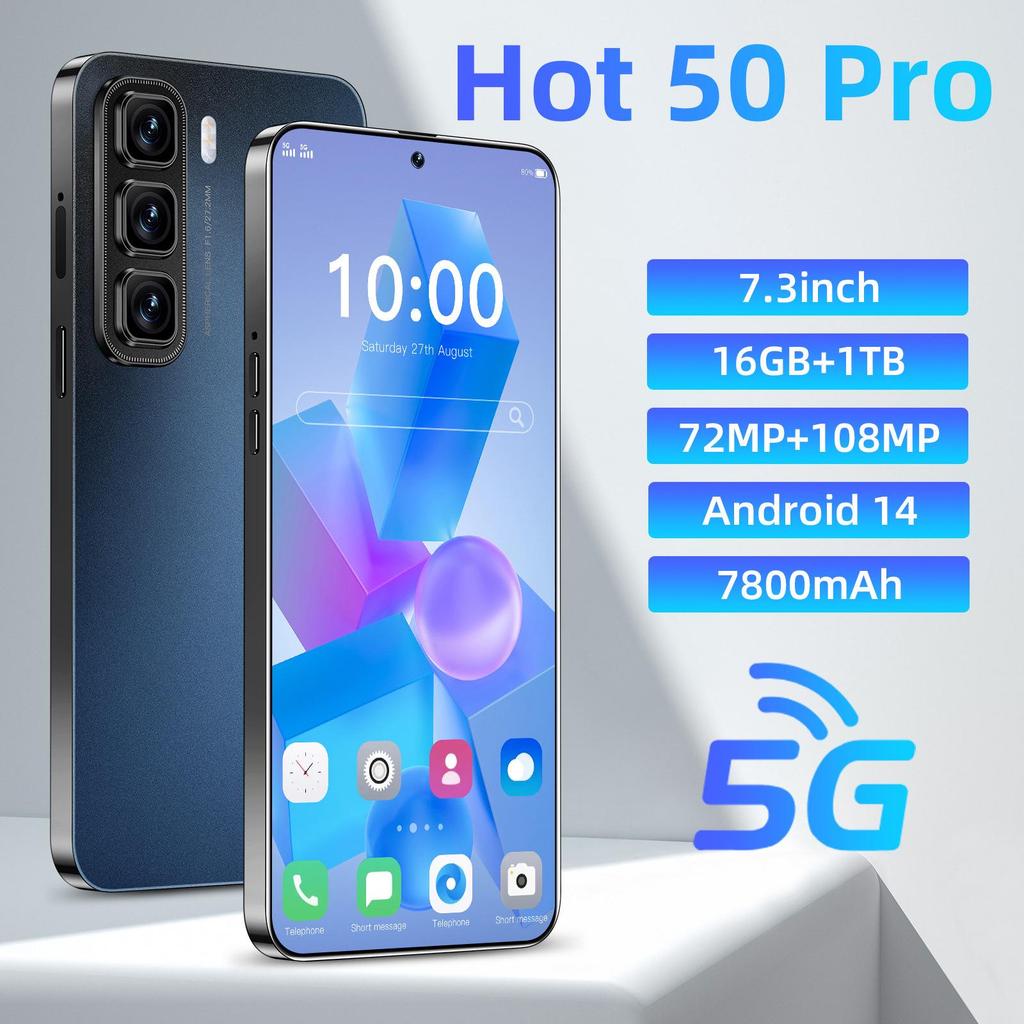 Introducing the New Hot 50 Pro Mobile Phone: 16+1T, 7.3" Large Screen, 5G Smart Connectivity.