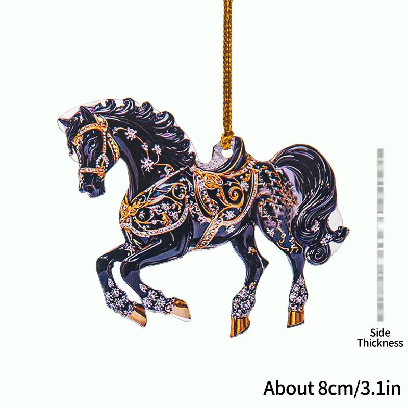 2D Acrylic Horse Pendant Christmas Tree Ornament New Year Decoration Navidad Party Decoration Xmas Ornament Charms Supplies