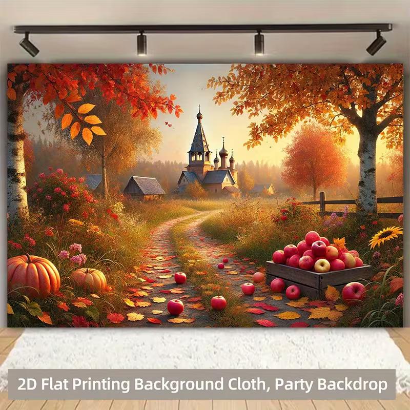 2D Peaceful Thanksgiving Countryside Nature Backdrop Cloth