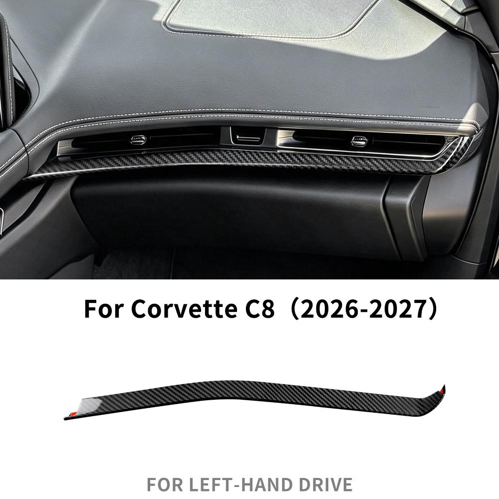 Passenger Side Dashboard Trim Sticker For Chevrolet Corvette C8 2026 2027 Real Dry Hard Carbon Fiber LHD Car Accessories