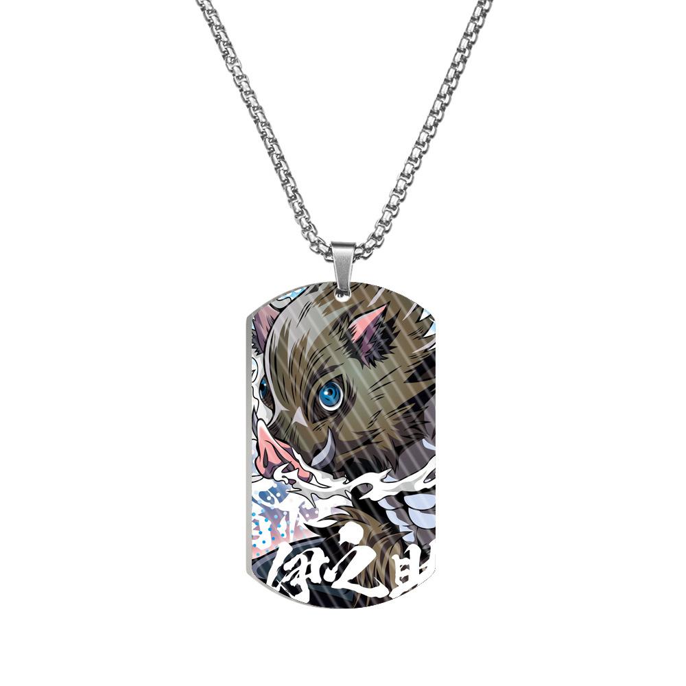 Demon Slayer Kimetsu No Yaiba Tanjiro Nezuko Stainless Steel Color Printed Dog Tag Necklace Anime Cosplay Accessory Gift For