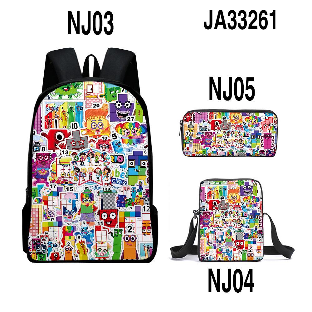 Game Merchandise Digital Building Block Schoolbag Backpack Satchel Pencil Bag Backpack Three-Piece Set