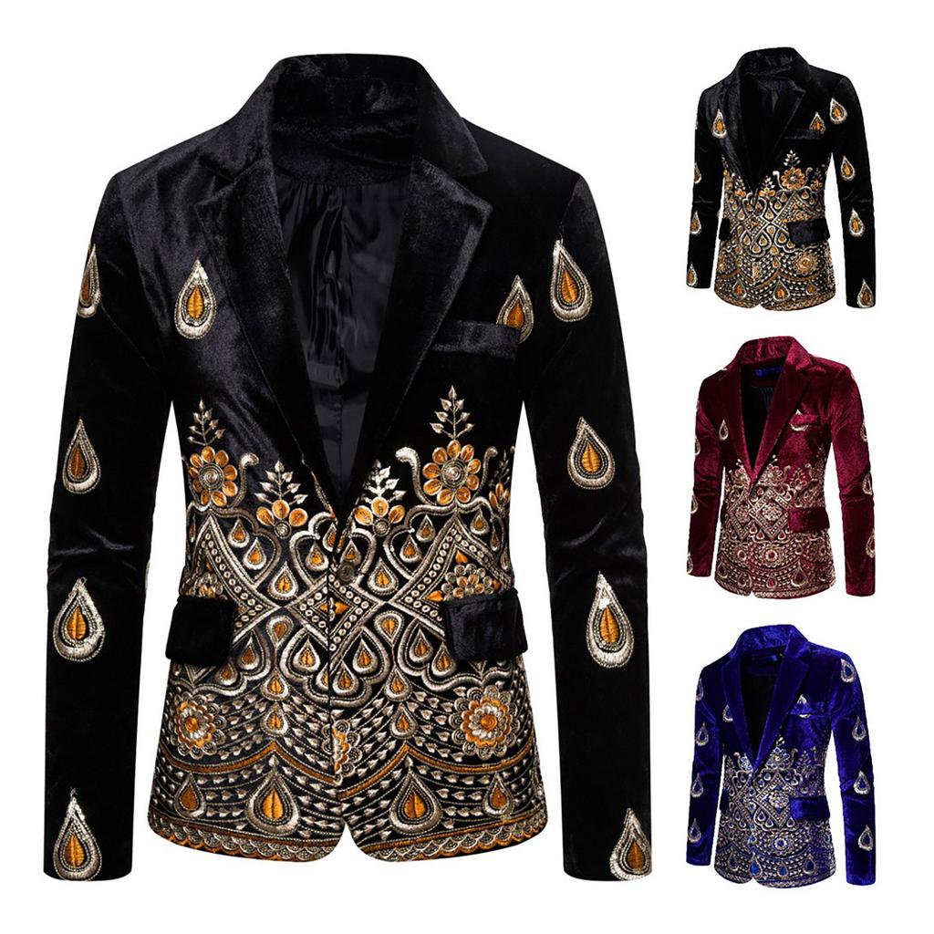 Herr Varmstämplad Enfärgad Tryckt Affärsbröllopsfest Ytterplagg Kappa Kostym Toppar