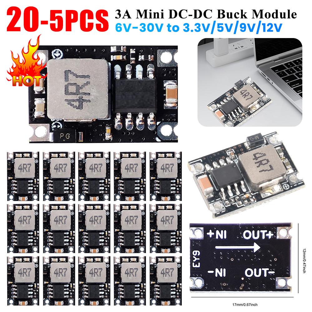 DC-DC Buck Converter Module Adjustable Outputs Buck Converter Board 5V-30V To 3.3V 5V 9V 12V for Car Motorcycle Battery Charging