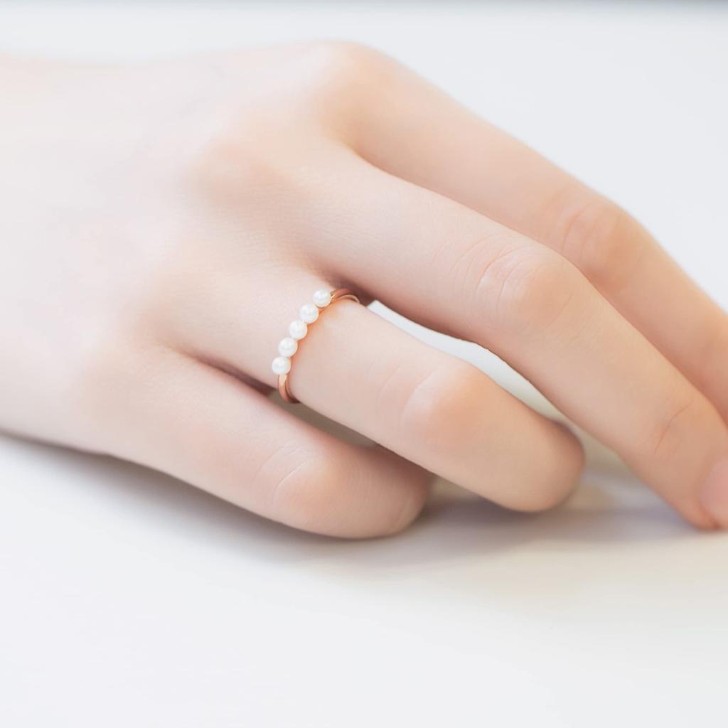 Bloom June Birthstone Freshwater Pearl Silver and Pink Gold Plated Size Ring, 11, 0770-4195-0019-0011