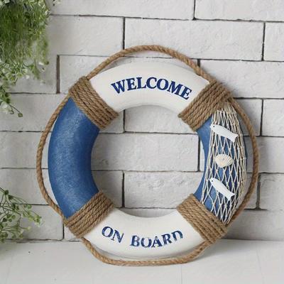 1PC Mediterranean Style, Red and Blue Small Fish Hanging Foam Life Buoy, Mediterranean Style Handicrafts, Home Decoration Life Buoy