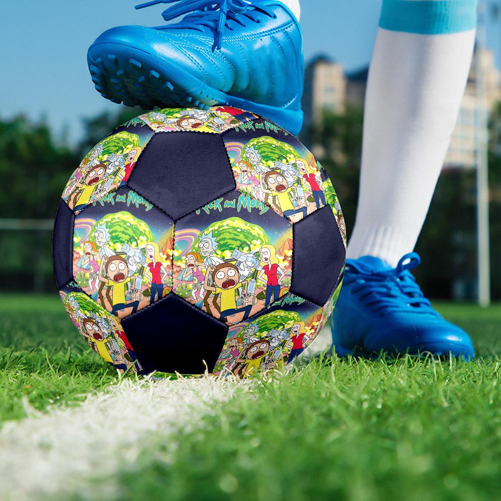 Morty Rick Indoor Soccer Ball Colorful All Ages Size 5 Machine Stitched PVC Competition Ready Durable High-Bounce