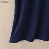 ZANZEA Women Casual Round Neck Solid Color Summer Short Sleeve Dress