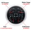 85mm Oil Pressure/water Temperature/fuel/voltmeter 4 In 1 Multifunction Gauge 0-10bar Oil Pressure or Water Temperature Sensor