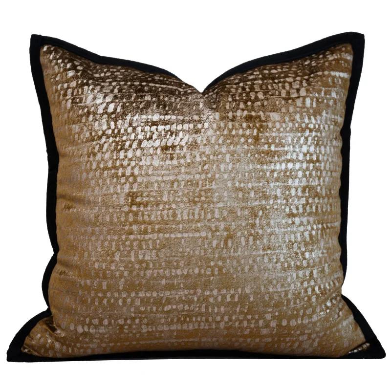 High End Hotel Gold Cushion Cover Modern Style Cotton Fluff Pillow Covers Decorative Home