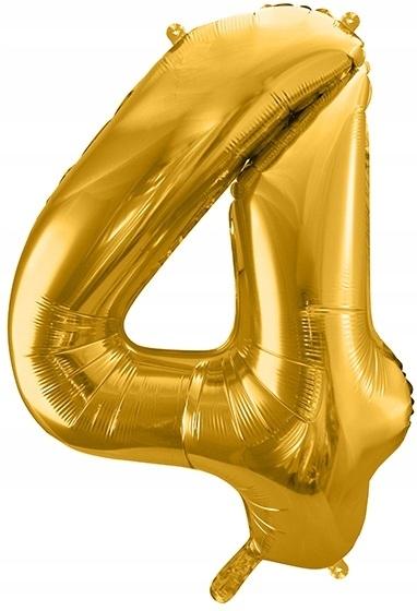 Balon Foliowy Cyfra "4", Złoty, 86Cm, 1Szt.