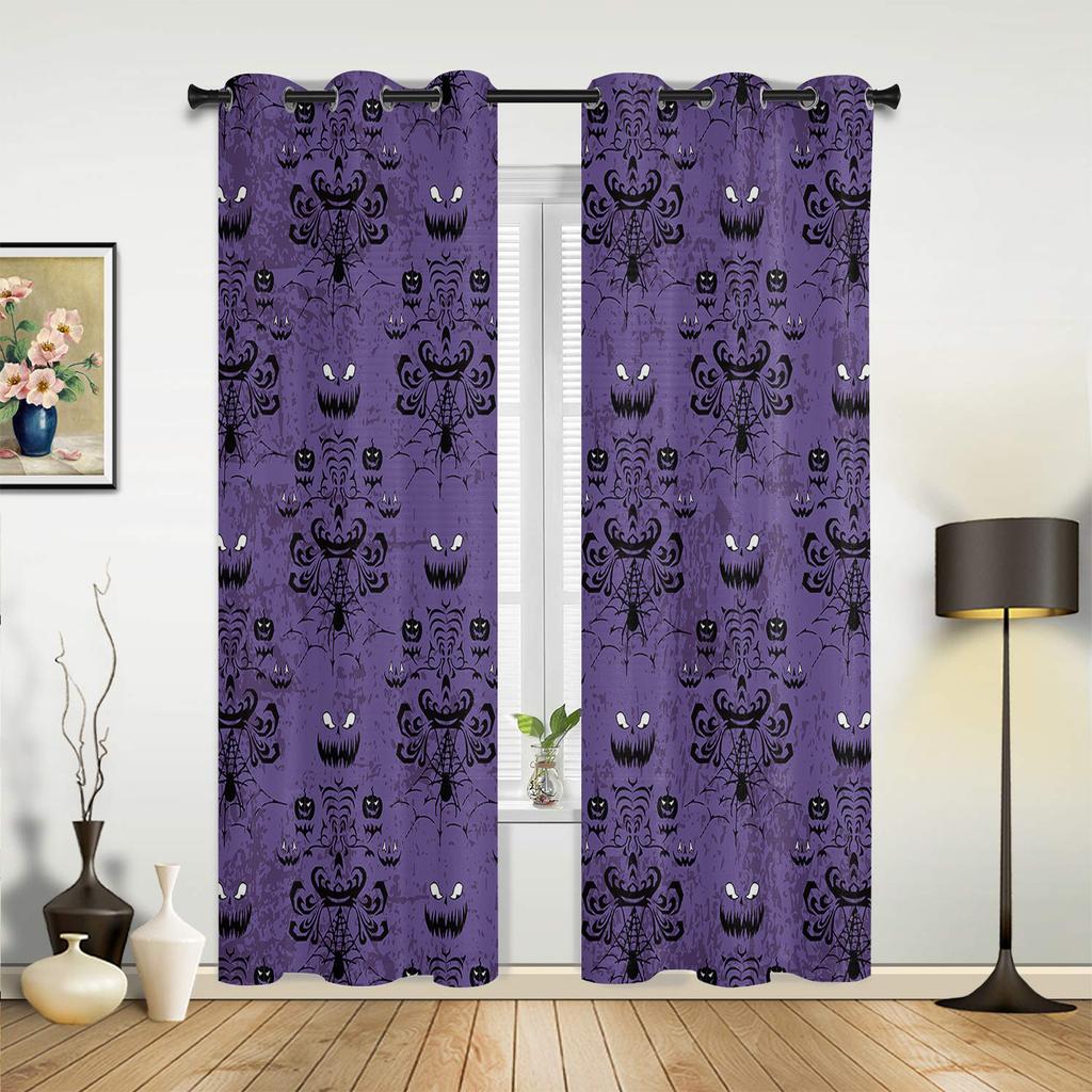 Halloween Horror Pumpkin Bat Curtains for Bedroom Living Room Drapes Kitchen Children's Room Window Curtain Modern Home Decor