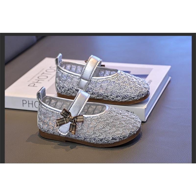 Girls' Princess Shoes Soft-Sole Non-Slip Leather Shoes, Breathable Mesh Hollow-Out Casual Shoes for Toddlers