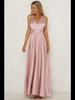 Europäisches und amerikanisches Abendkleid aus Satin mit tiefem V-Ausschnitt für Damen – eleganter, einfarbiger, langer Rock