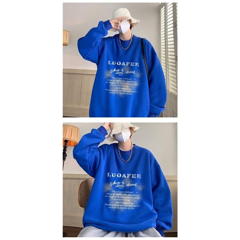 Men's Oversized Crew Neck Sweatshirt Letter Print Casual Pullover Top