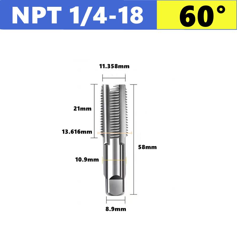G NPT 55 °/60 ° HSS Pipe Thread Tap 1/8 1/4 3/8 1/2 3/4 1 Inch 2 Inches, Used for Internal Thread Tapping Tools In Water Pipes