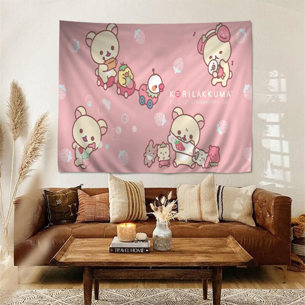 K-Kilakkuma Japanese Cartoon Printed Large Wall Tapestry Cheap Hippie Wall Hanging Bohemian Wall Tapestries Mandala Home Decor