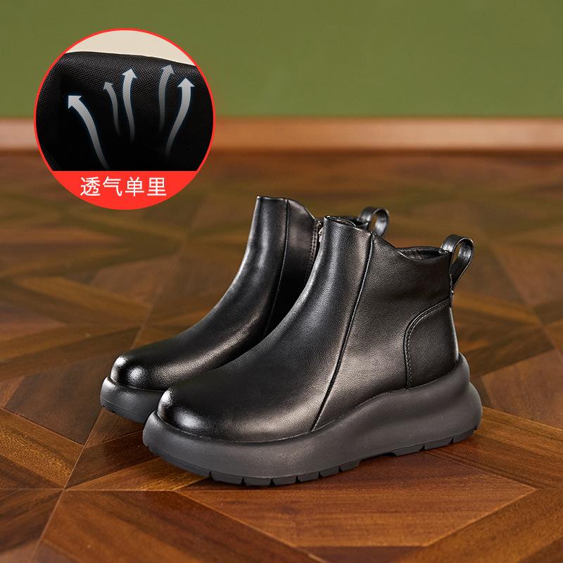 

Женские ботинки Мартин из коровьей кожи 2025 новая осень и зима мягкая подошва ретро размер весна и осень одинарные ботинки коричневые короткие ботинки дети 40