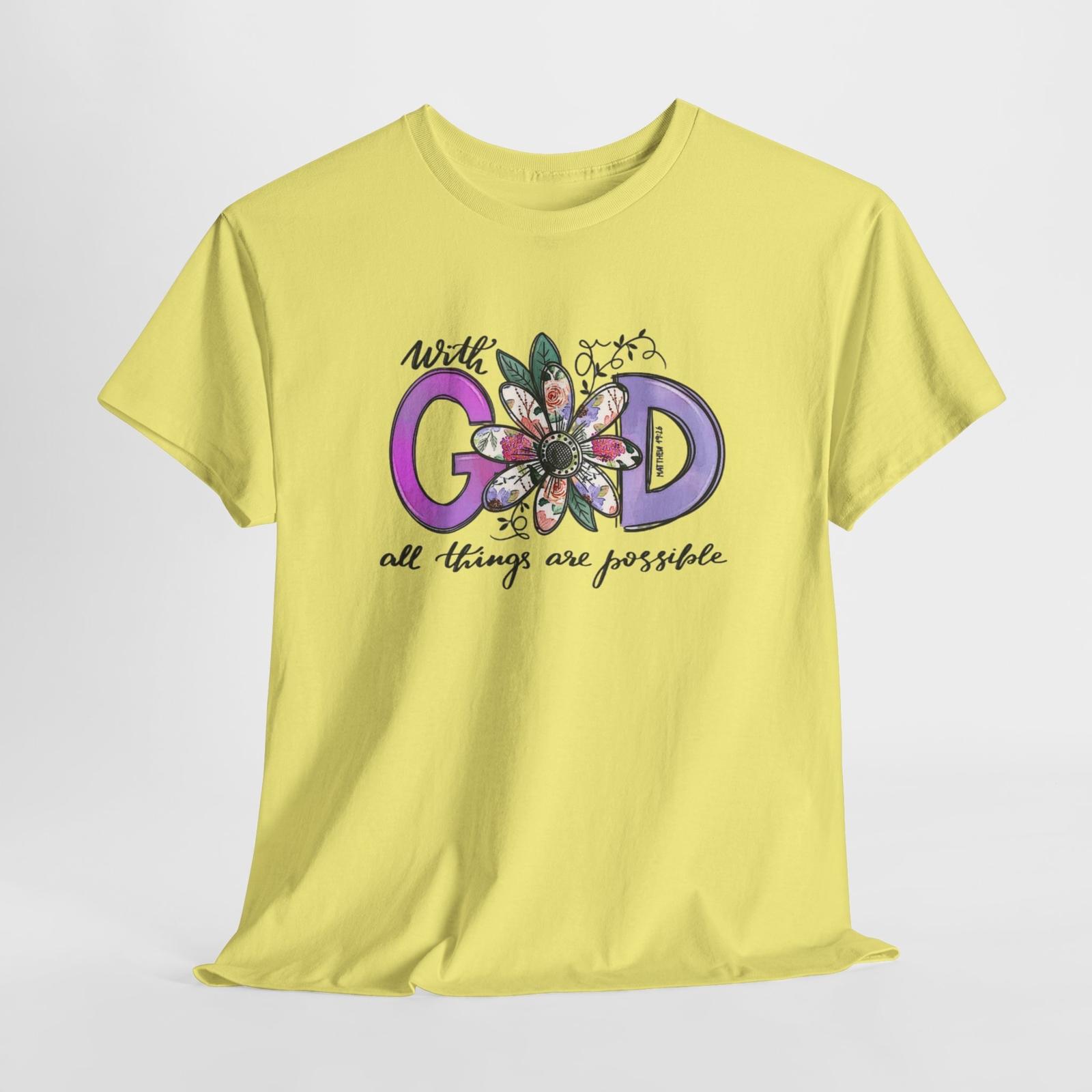 Inspirational God Quote Tee Motivational T-Shirt Bible Faith Christian Tee M