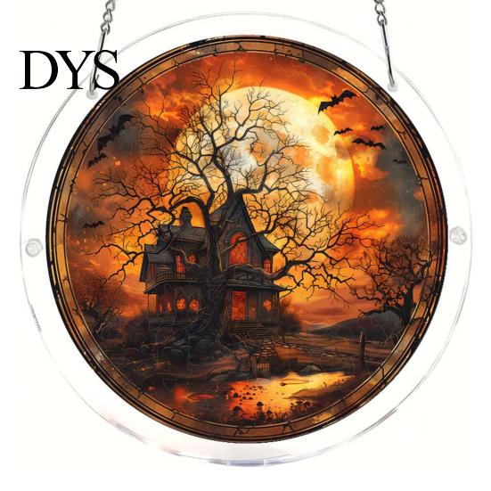Stained Glass Puzzle Round Acrylic Suncatcher Puzzle, UV Printed Window Hanging Decor Educational Game 7.48 Inch DIY Craft Light Catcher Ornament for