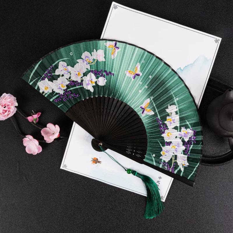 Chinese Style Women's Fan Japanese Style Ancientry Folding Fan Dance Fan Cheongsam Han Dynasty Portable Portable Kids Small Fan Summer