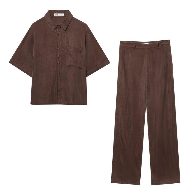 Kaslead New Arrival Women's Fashion Style Fashion Drape Shirt Casual Pants 6929064 6929016