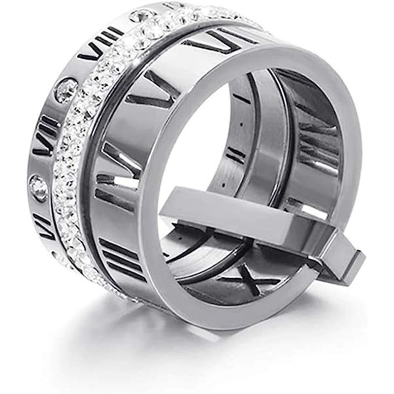 

Звездная ночь Европейское и американское кольцо 3-в-1 с римскими цифрами - Модная бижутерия для законодателей моды Size 9