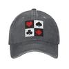 Playing Card Washed Denim Cap Casual Baseball Caps Adjustable Hat Summer Unisex Baseball Hats