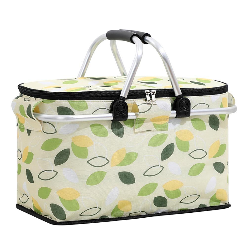 

Colorful Plaid Outdoor Picnic Bag Large-capacity Camping Insulated Bags Travel Thermal Bag Home Green Leaves