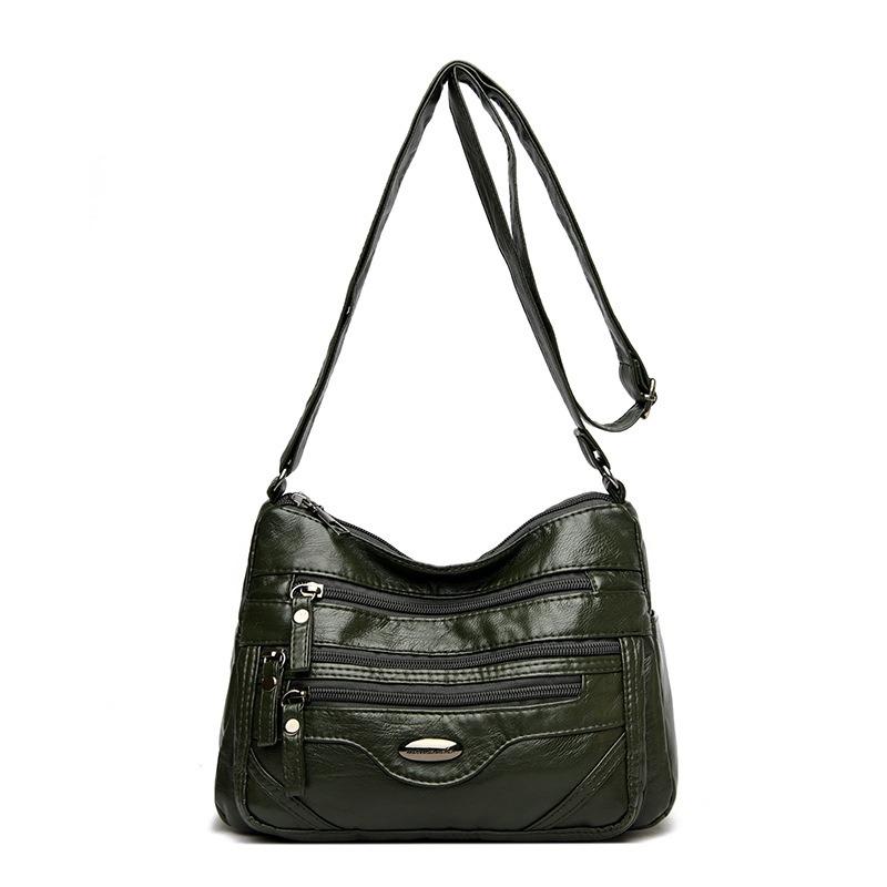 

Женская мягкая кожаная сумка Женская сумка для мам среднего возраста Женская сумка на одно плечо Большая вместительная сумка через плечо Маленькая сумка зелёный