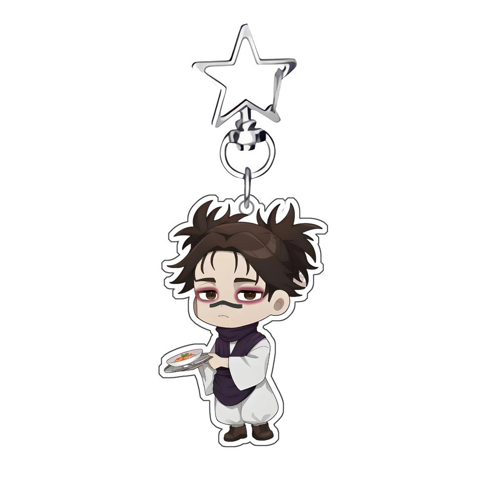 

6Cm Q Version Cafe Staff Anime Acrylic Keychain for Jjk Yuta Megumi Choso Sukuna Geto Character Bag Pendant Gift for Fans -1 PCS