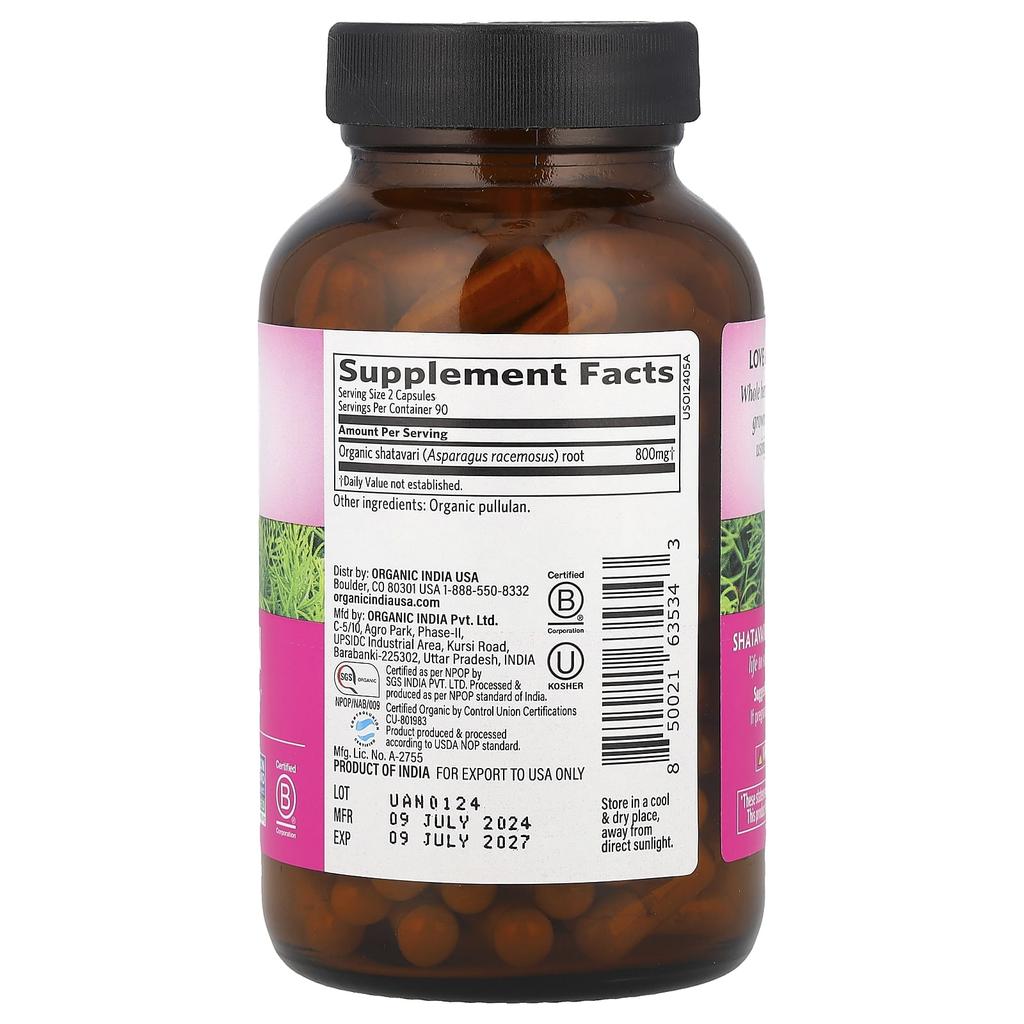 Shatavari, Veggie Capsules 180 Tablets (400Mg per Capsule)