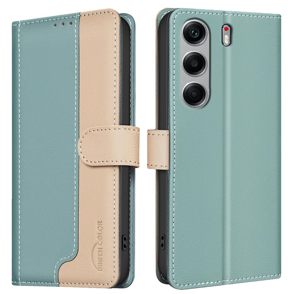 BINFEN COLOR BF33 For TECNO Camon 40 Pro 5G Leather Case Splicing Color RFID Blocking Wallet Stand Phone Cover