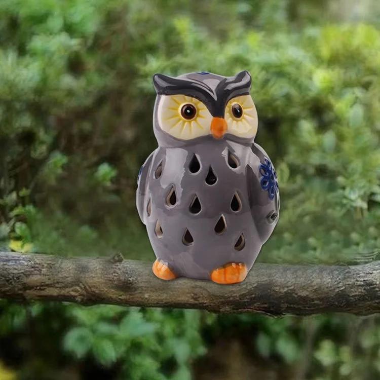 Solar Powered Owl Light Ceramic Light for Deck Yard Garden Home Pathway Landscape for Decoration Home Decor