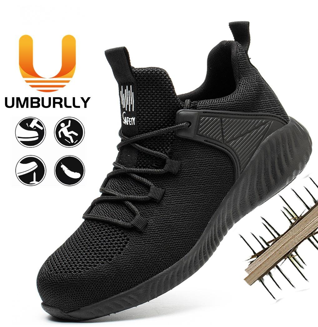 

мужская защитная рабочая обувь с защитой от ударов и проколов, дышащая и легкая, со стальным подноском, производители мужской обуви из летящего трикотажа Color: Grey; Size: 48