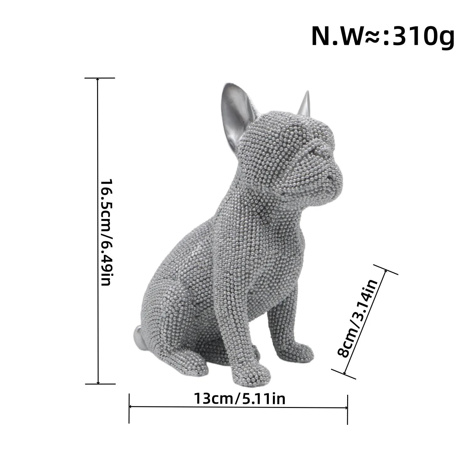 

Скандинавская скульптура животного, смоляные фигурки бульдога, сидящая статуя французского бульдога для украшения рабочего стола в интерьере комнаты серебряный