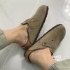 Boken Women's 2025 Autumn Genuine Leather Cork Bottom Suede Closed-Toe Mule Slippers