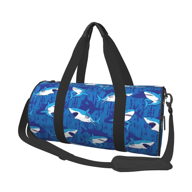 Cartoon Sharks Print Travel Duffel Bag Lightweight Sport Gym Yoga Bag Portable Waterproof Luggage Bags Gift for Women Men