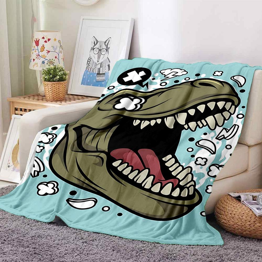 1pc Dino Roar Lightweight Flannel Blanket, Comfortable and Warm Blanket, for Office and Camping Sofa Bed, Livingroom084