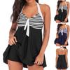 Women's Fashion Split Conservative Skirt Type Swimming Costume With Bra Pad And No Steel Bra