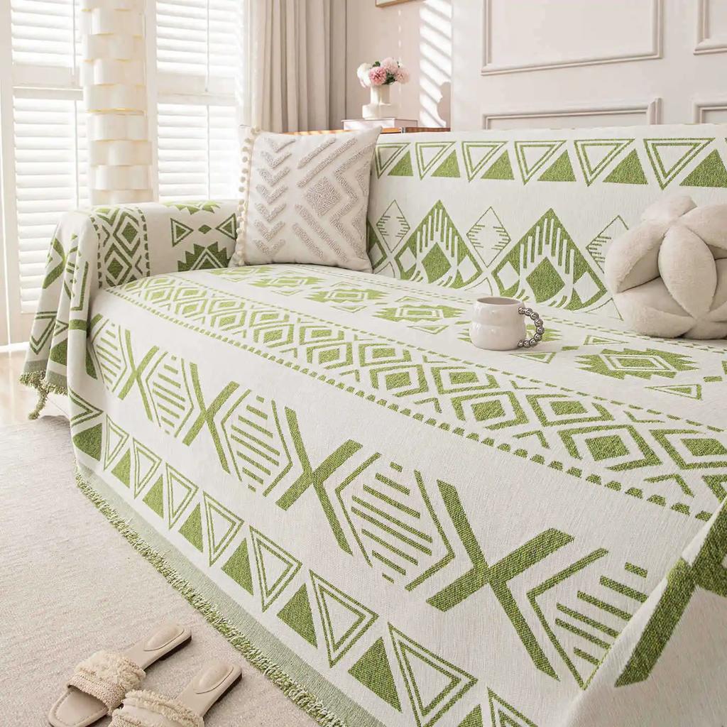 Four-Season Sofa Towel Home Decoration Non-Slip And Anti-Grab Sofa Cover Chenille Cover Geometric Art High Sense
