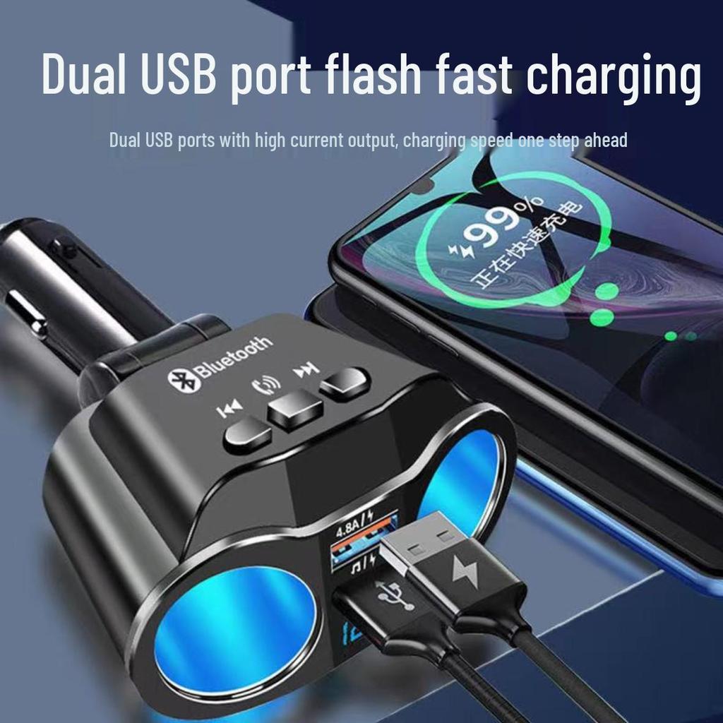 MP3 Bluetooth USB Player with Rotating Dual Cigarette Lighter & 66W Fast Car Charger