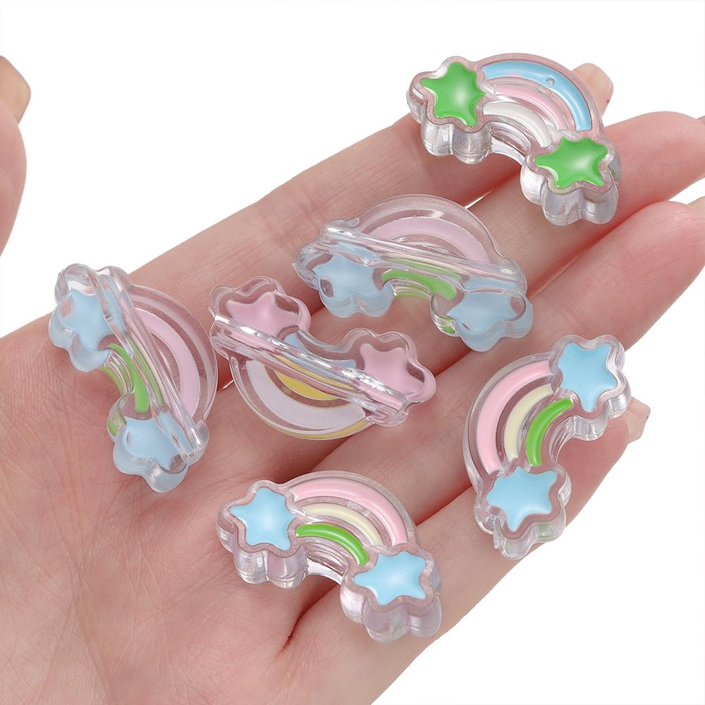 5Pcs/Lot Acrylic Dripping Oil Rainbow Beads Loose Spacer Beads for Jewelry Making Handmade DIY Bracelet Necklace Accessory