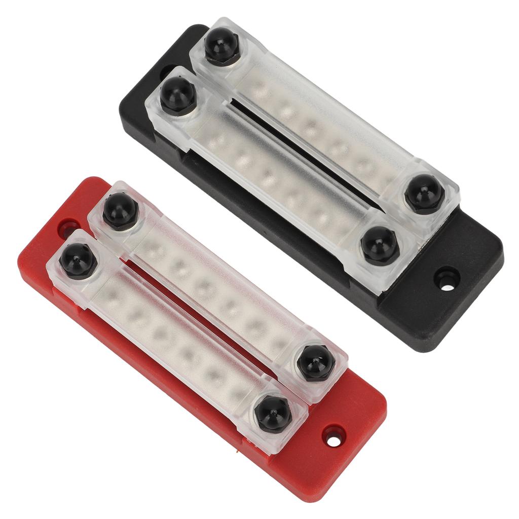 2Pcs Power Distribution Block Black Red 12‑48V 150A Dual Row 6 Terminal Bus Bar for Cars RVs Boats Yachts Trucks