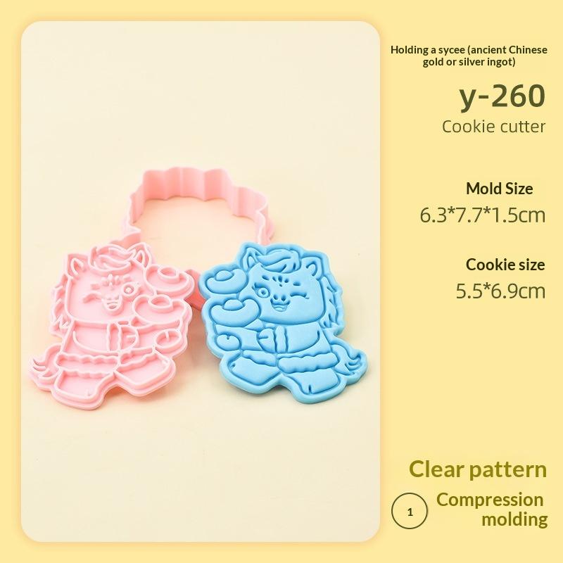 2026 DIY Chinese New Year Cartoon Biscuit Mould Cookie Cutter 3D Pressing Baking Mould Spring Festival Decorating Tools