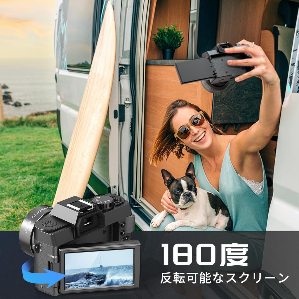 NBD 5K 48MP Digitalkamera und App 16x Zoom SLR-Kamera mit Klappbildschirm Bildstabilisierung Makroobjektiv Webcam-Funktion [Wi-Fi-Steuerung] 180°