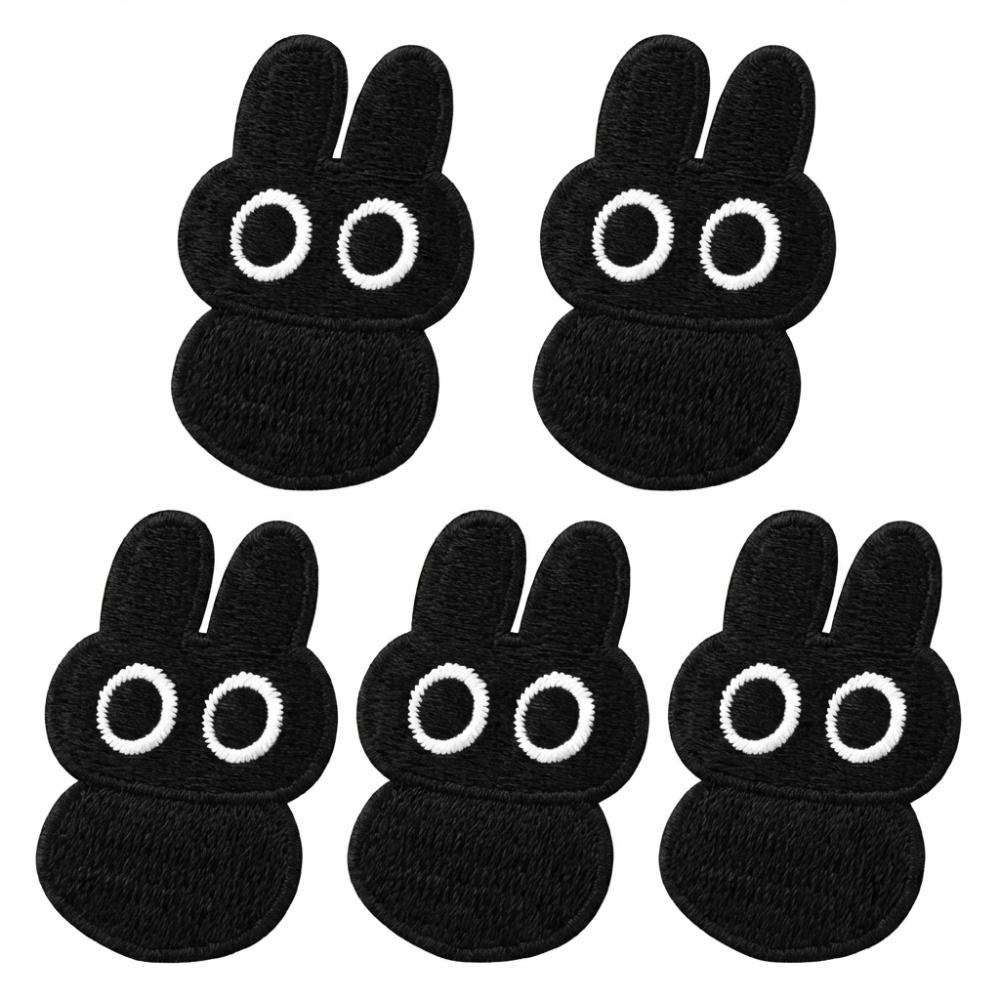 5pcs Self-adhesive Black Cat Embroidered Patch DIY Clothes Stickers Black Animal Clothing Patch Cartoon Cute Clothes Appliques